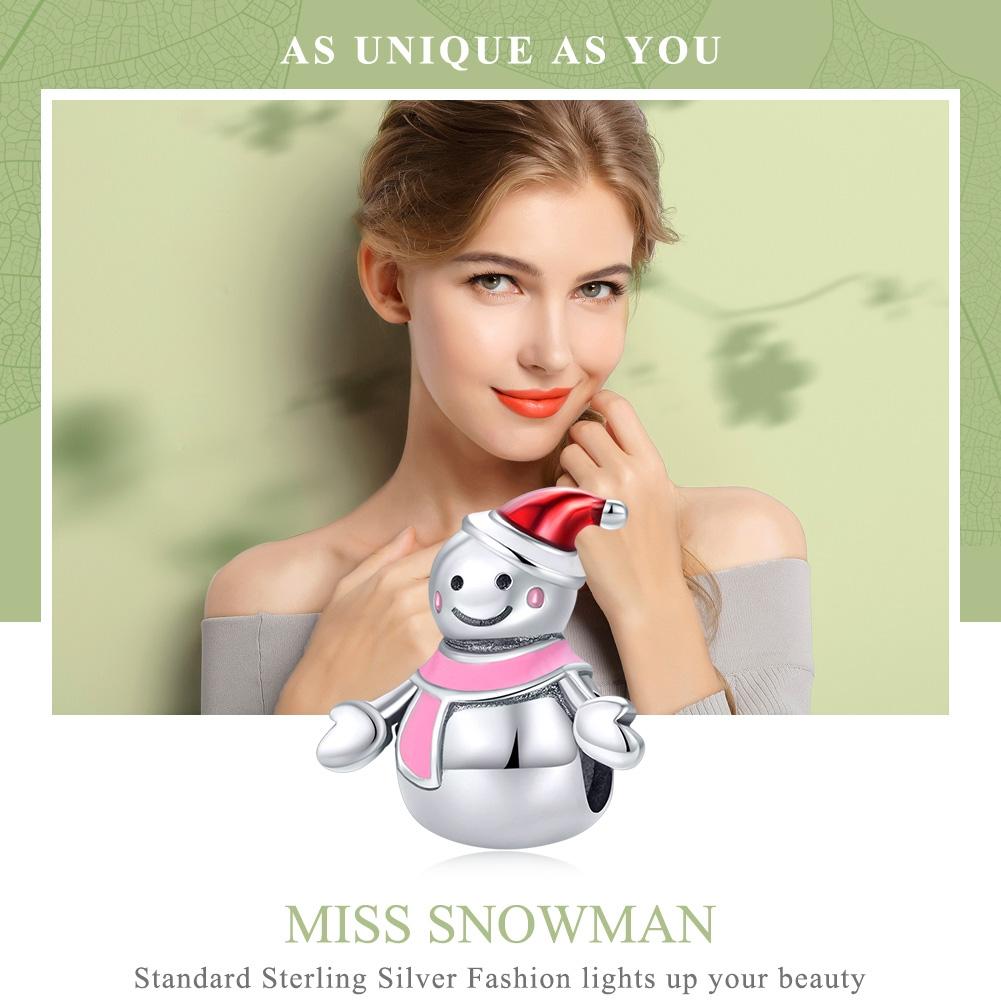 925 Sterling Silver Snowman Bead Pendant For Diy Bracelets & Necklaces