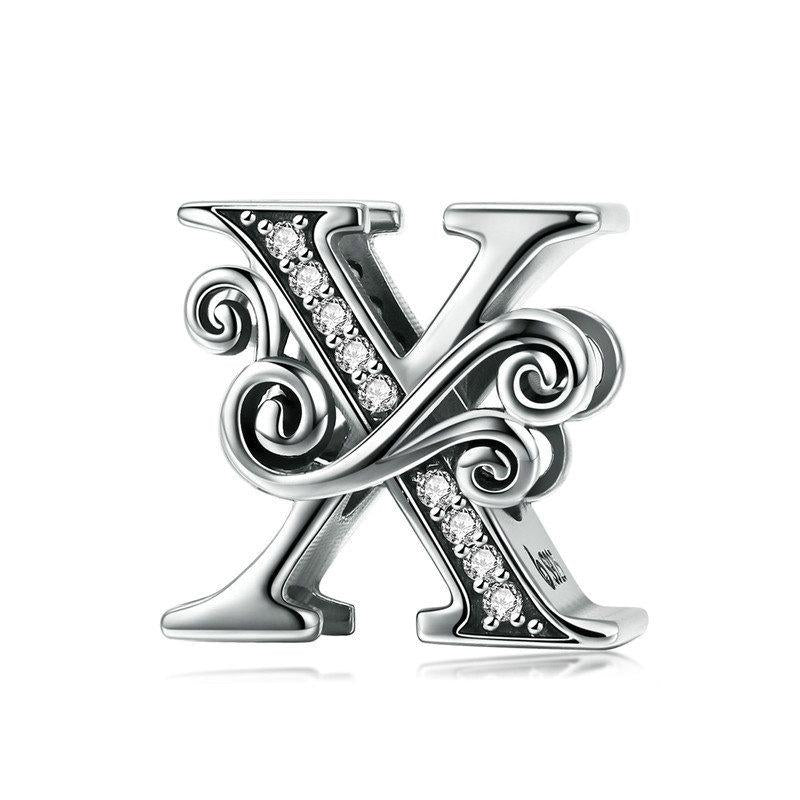Diy Beaded Bracelet With Zircon Beads 26 Letters Style - X