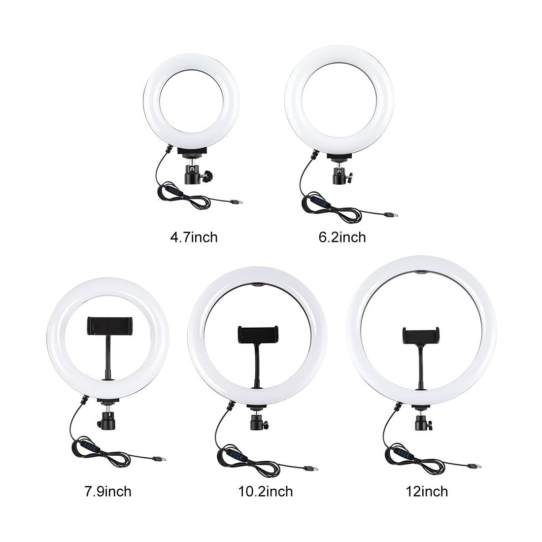 Live Broadcast Dual Phone Bracket & 6.2 Inch Led Ring Light Kit With Tripod Mount
