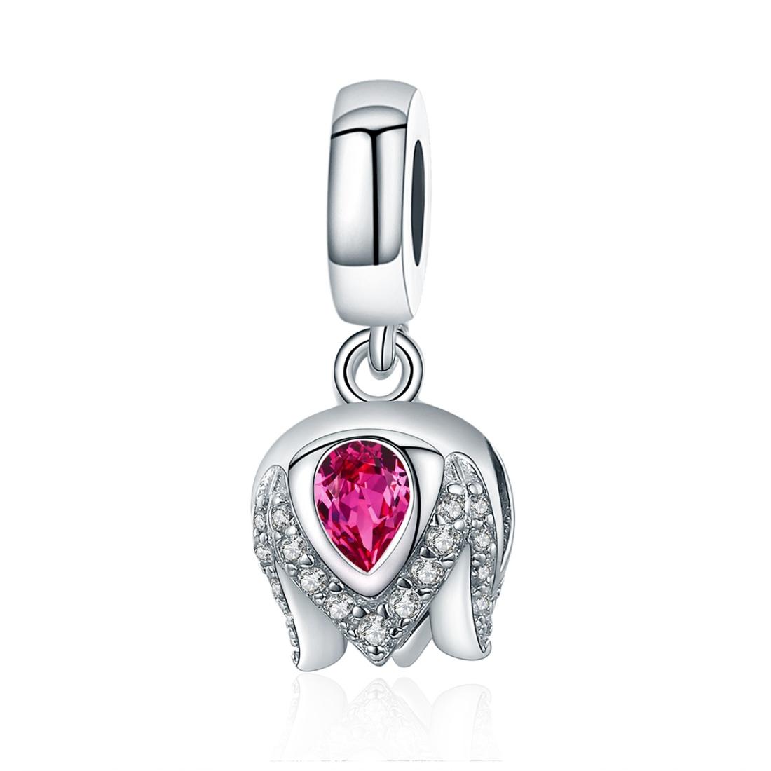 925 Sterling Silver Tulip Pendant For Diy Bracelets & Necklaces