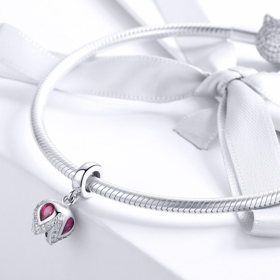 925 Sterling Silver Tulip Pendant For Diy Bracelets & Necklaces