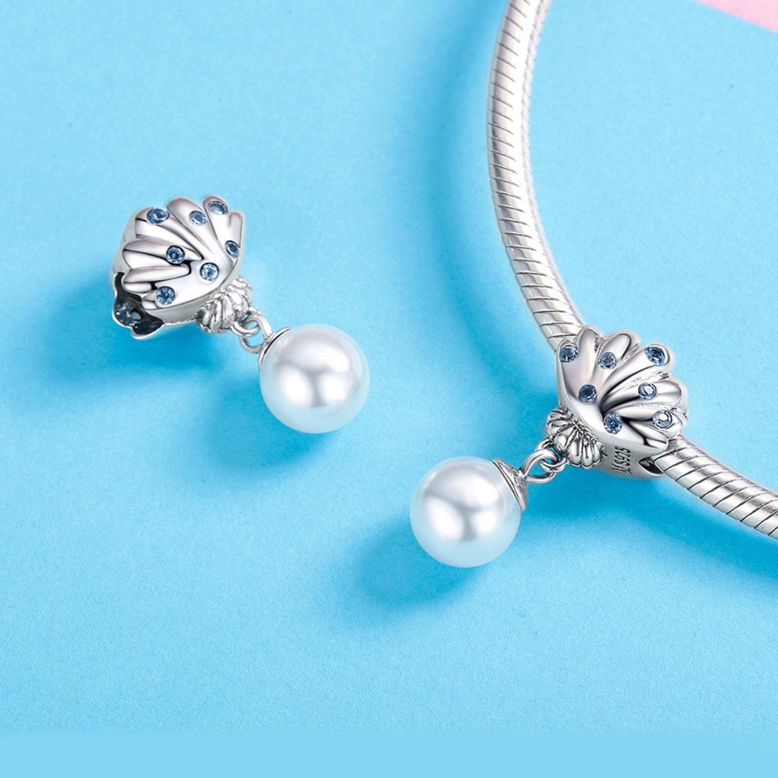 925 Sterling Silver Scallop Pearl Beaded Bracelet Accessory