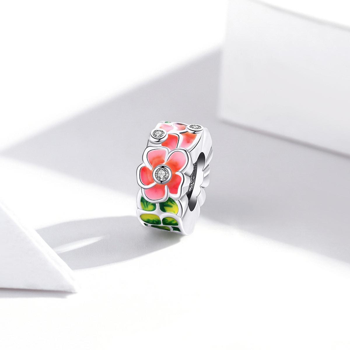 925 Sterling Silver Colorful Flower Beads For Diy Bracelets & Necklaces