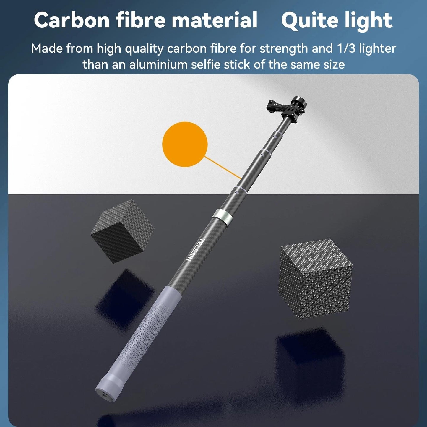 Carbon Fiber Selfie Stick For Action Cameras - 1 / 4 Screw