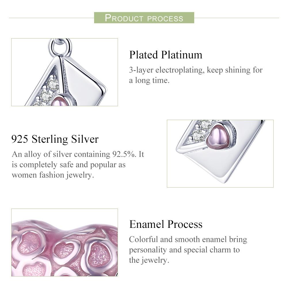 925 Sterling Silver Romantic Love Letter Heart Bracelet With Zirconium Diamond Beads