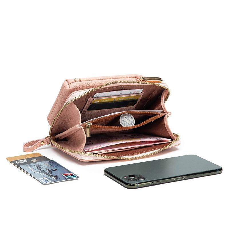 Black Embroidered Single Shoulder Phone Bag Wallet - Blue