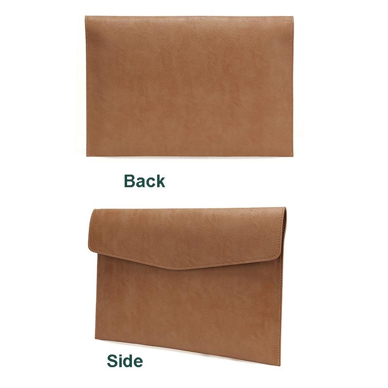 14 Laptop Sleeve & Power Bag - Litchi Leather Dark Brown