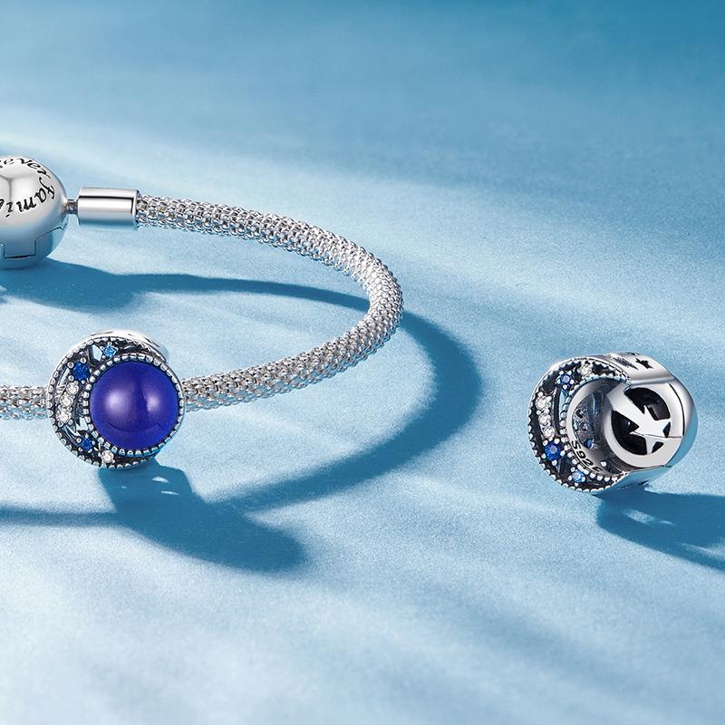 925 Sterling Silver Blue Moon Bead Bracelet Temperature Sensitive
