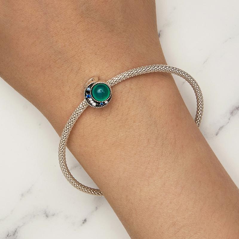 925 Sterling Silver Blue Moon Bead Bracelet Temperature Sensitive