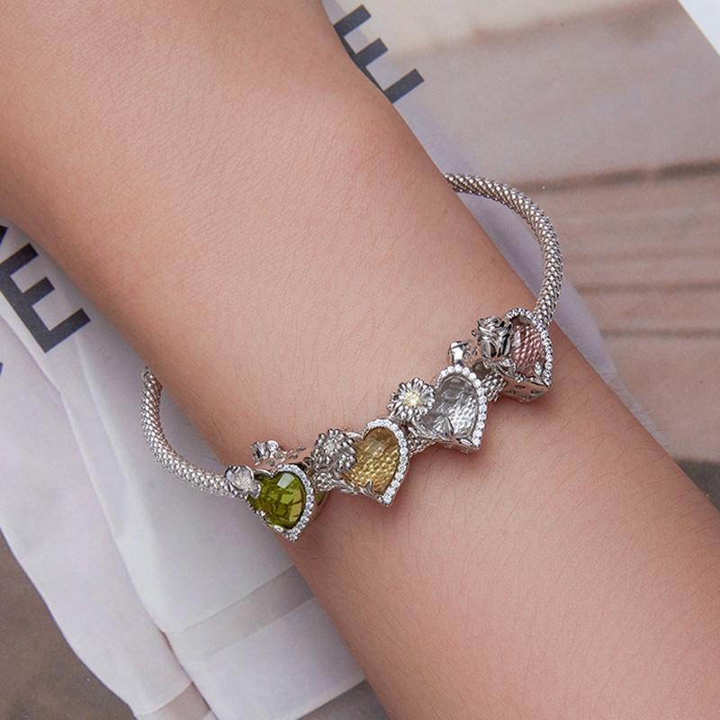 925 Sterling Silver May Birthstone Bracelet Bsc660 Love Pearl Beads Style - May