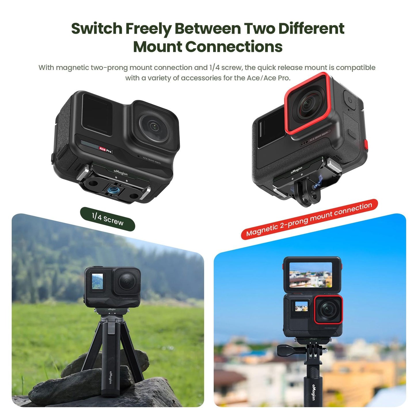 Amagisn Magnetic Quick Release for Insta360 Ace Pro Sports Camera