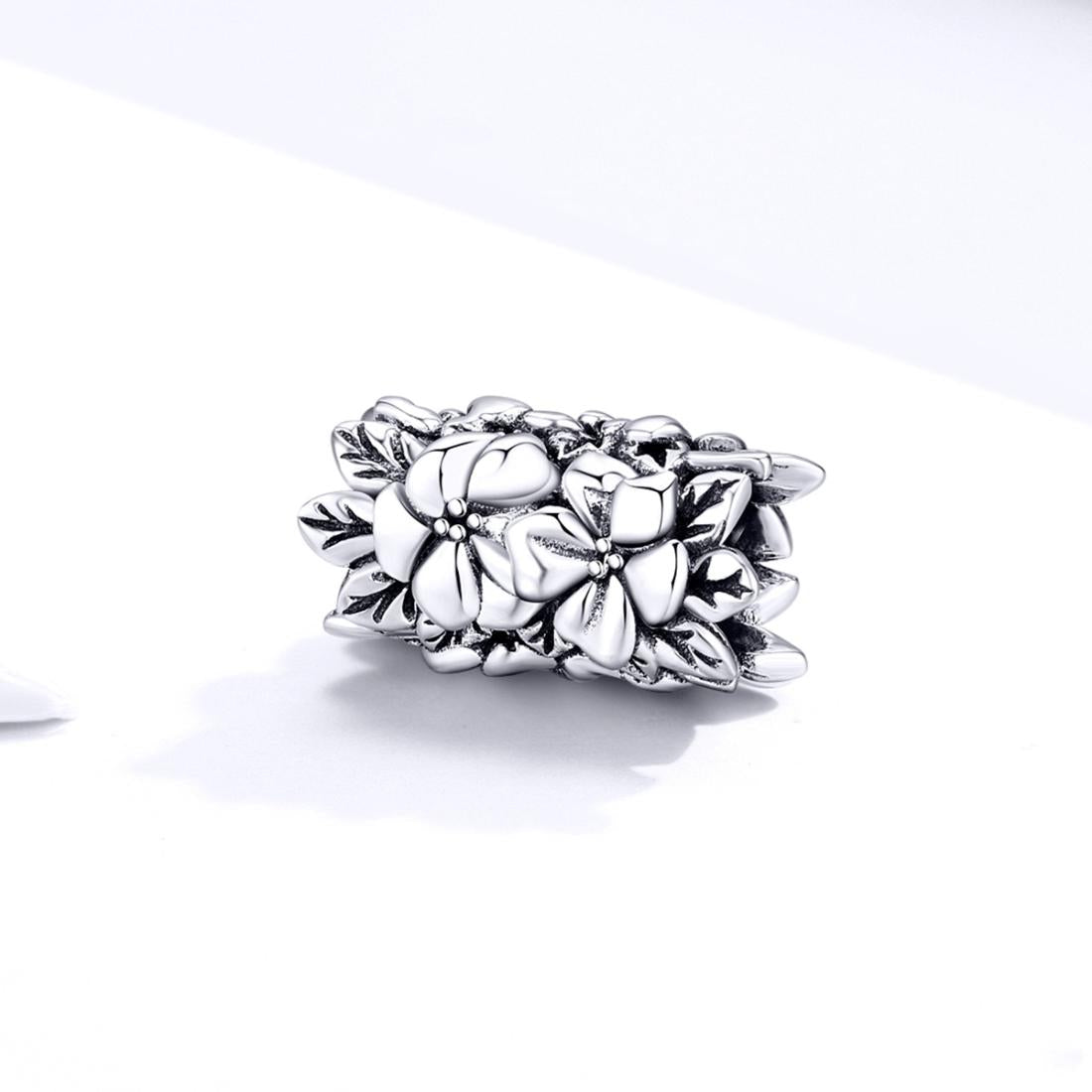 925 Sterling Silver Flower Bead Bracelet & Necklace Set