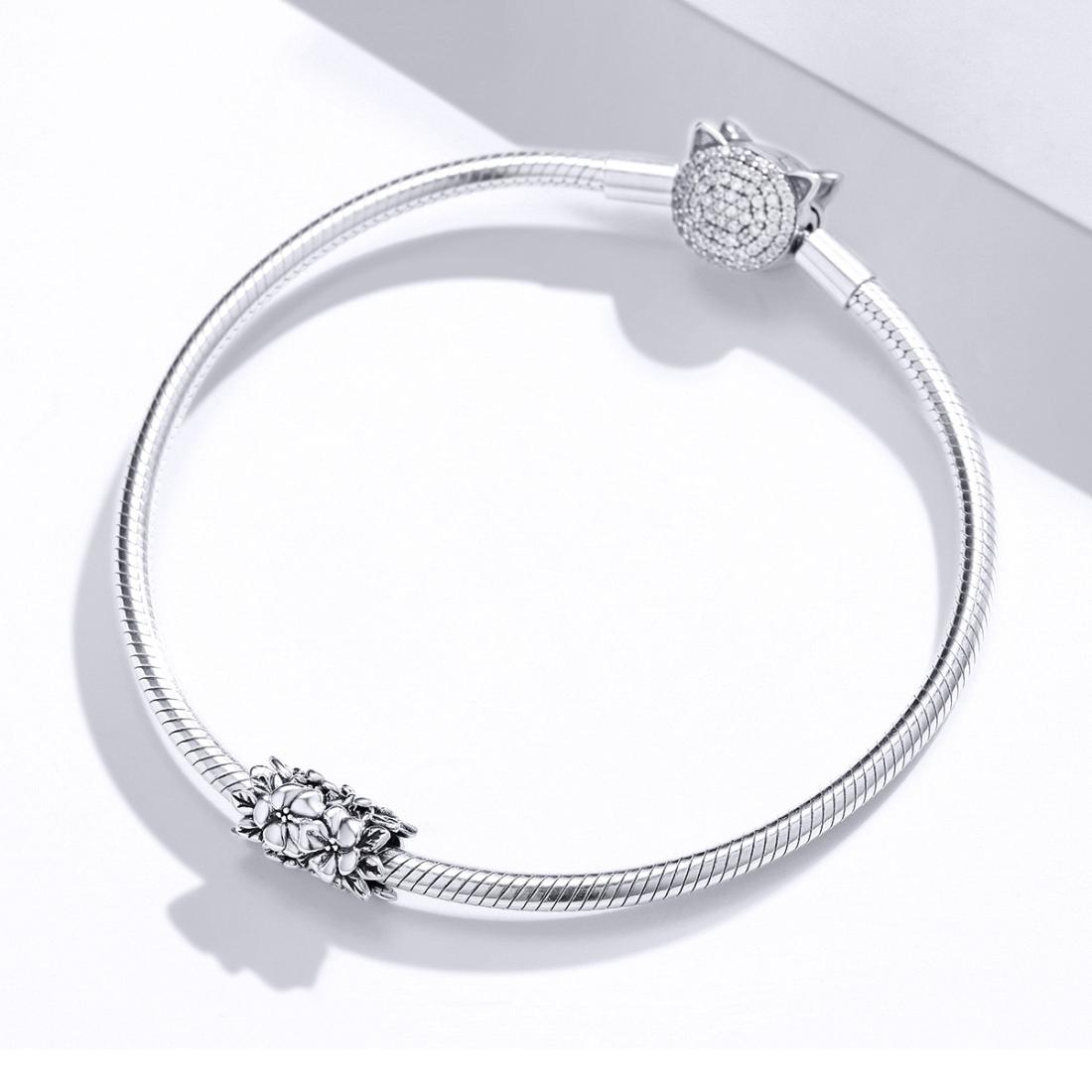 925 Sterling Silver Flower Bead Bracelet & Necklace Set