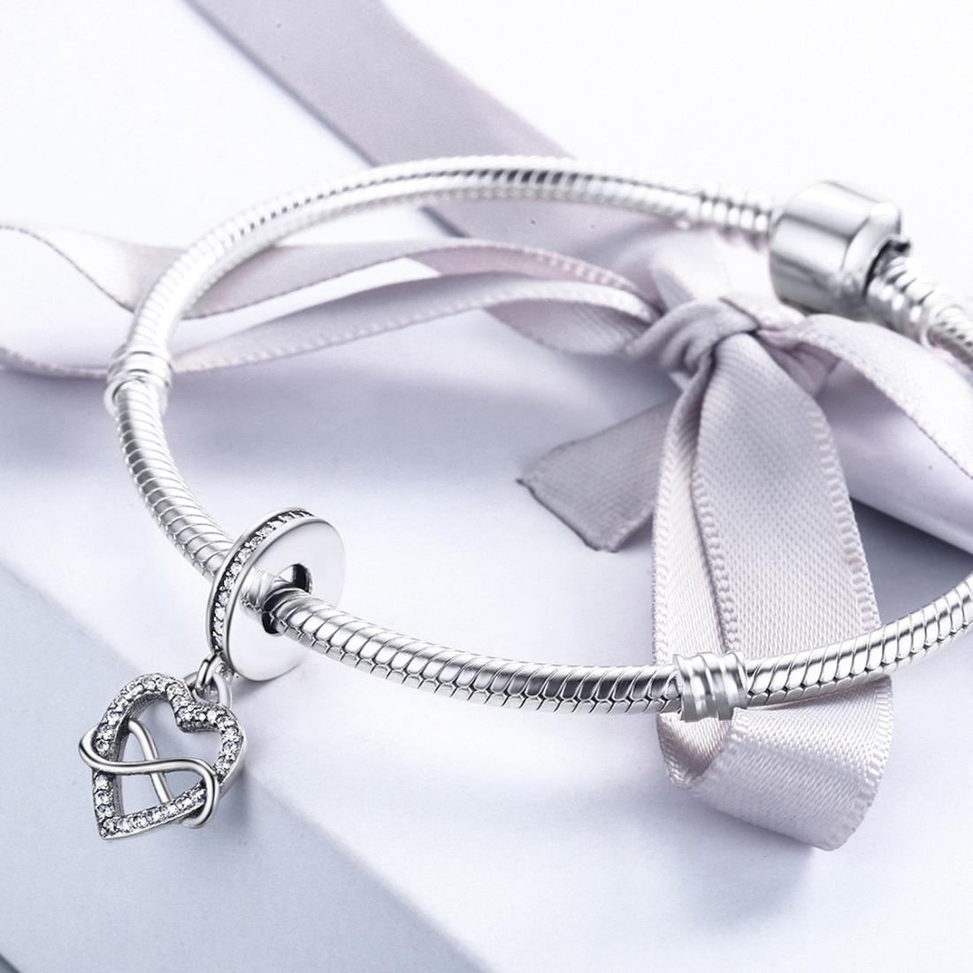 925 Sterling Silver Heart Diamond Pendant For Bracelet Or Necklace