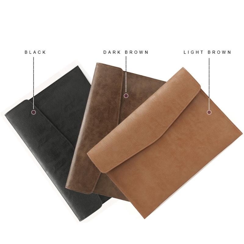 14 Litchi Pattern Laptop Sleeve & Power Bag - Black Leather