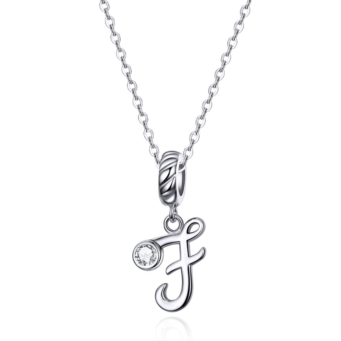 925 Sterling Silver Personalized Letter Pendant For Diy Bracelets And Necklaces Style - F