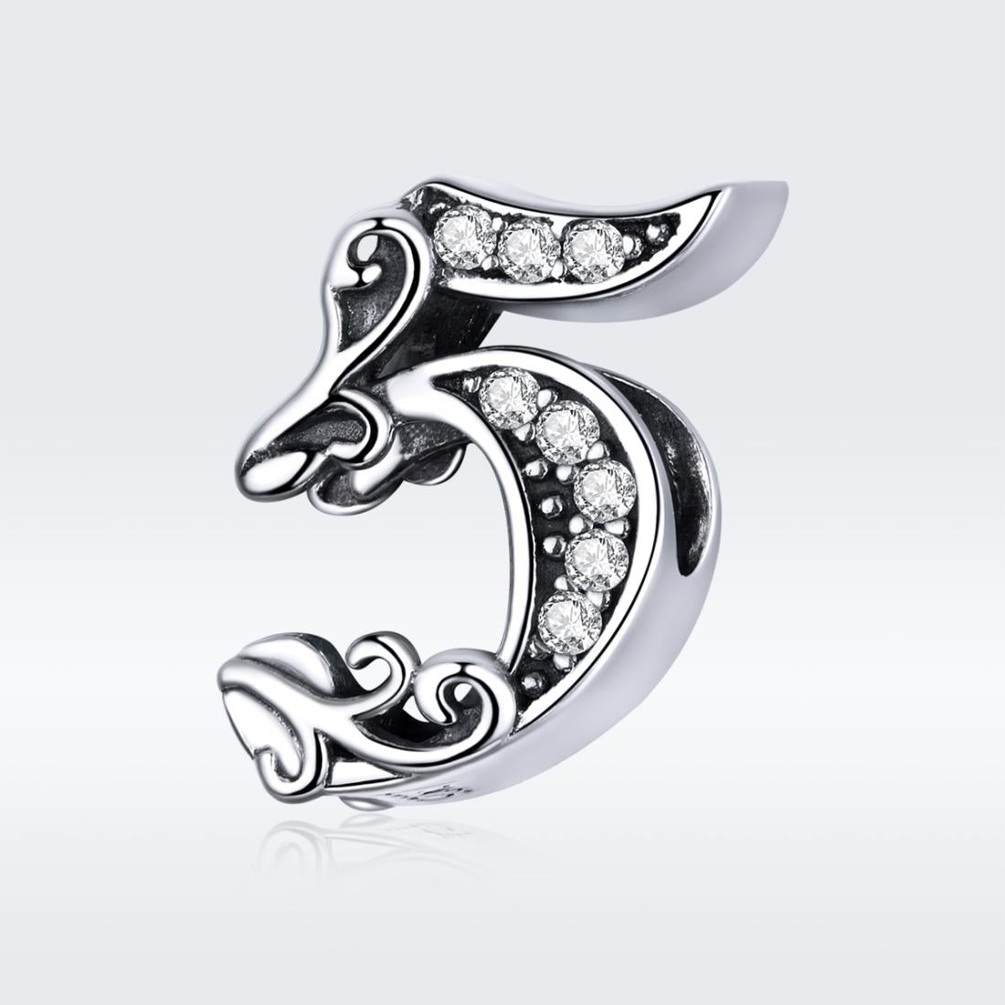 925 Sterling Silver Relief Number Series 0 9 Beads For Diy Bracelets And Necklaces Style - 5