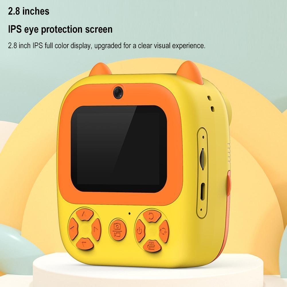 Instant Print Camera with Dual Lens - 2.8 Screen for Kids Blue - Blue + 32G Card