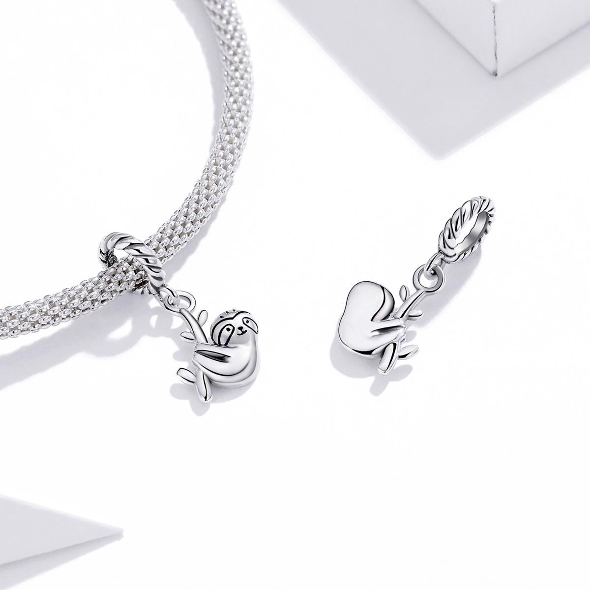 925 Sterling Silver Sloth Pendant For Diy Bracelets & Necklaces