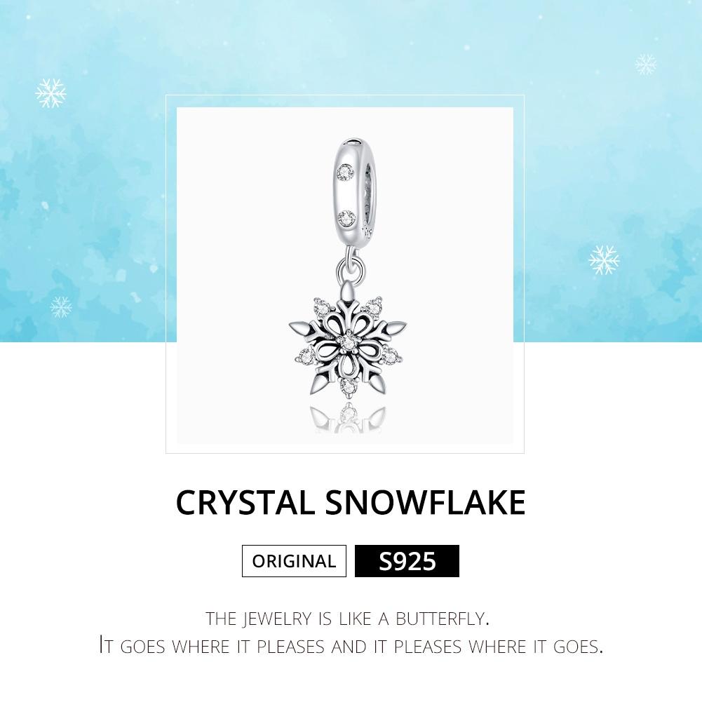 925 Sterling Silver Sparkling Snowflake Pendant For Diy Bracelets & Necklaces