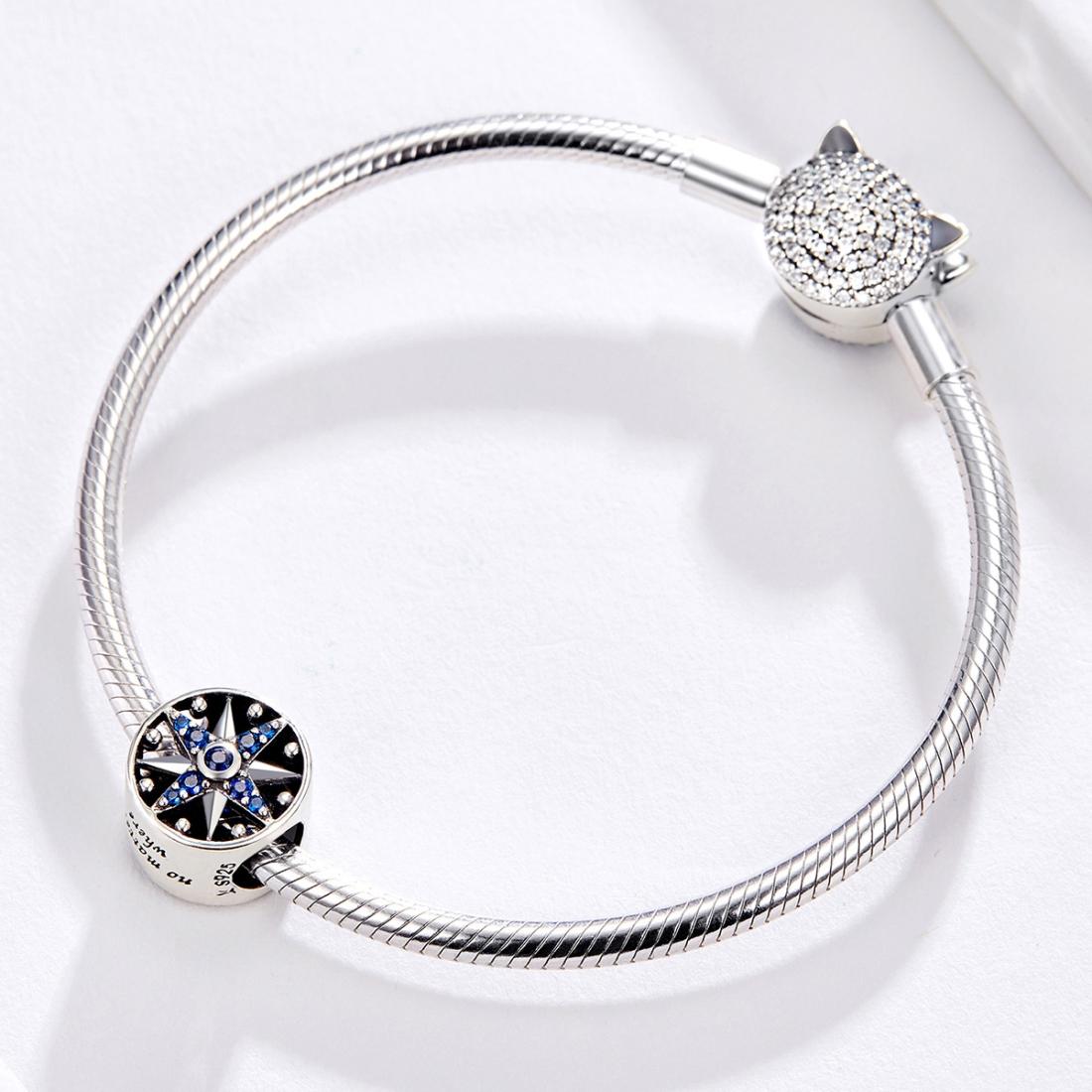 925 Sterling Silver Blue Zircon Sailing Charm For Diy Bracelets