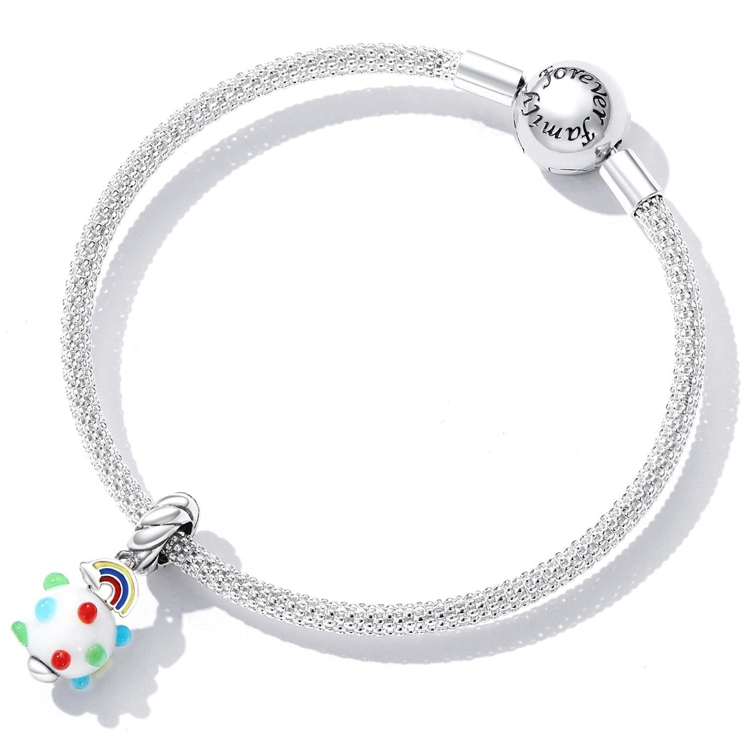 925 Sterling Silver Rainbow Glaze Pendant For Diy Bracelets & Necklaces