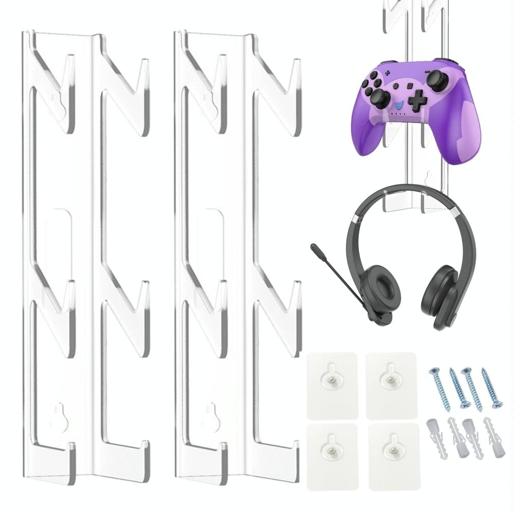 Acrylic Game Controller and Headphone Wall Mount - Set of 2
