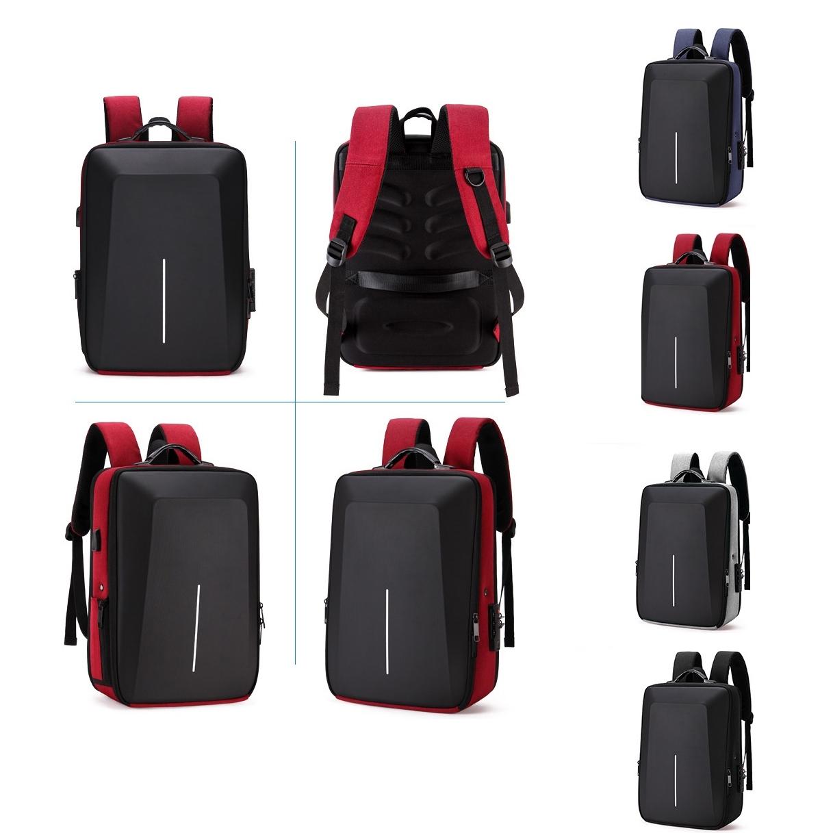 Hard Shell Backpack Alloy Frame Anti-theft Computer Bag for Men Blue
