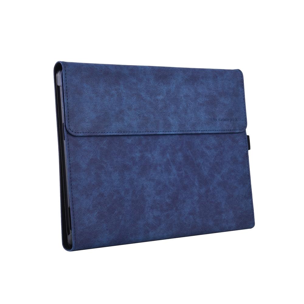 Leather Tablet Case & Power Bag For Microsoft Surface Pro X - 13 Inch Dark Blue