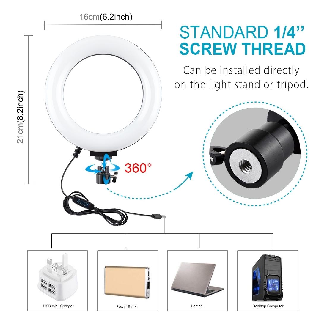 Live Broadcast Dual Phone Bracket with 70cm Tripod & 6.2 Inch 16cm Led Ring Light Kit