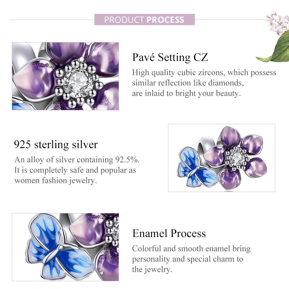 925 Sterling Silver Butterfly Flower Beads For Diy Bracelets & Necklaces