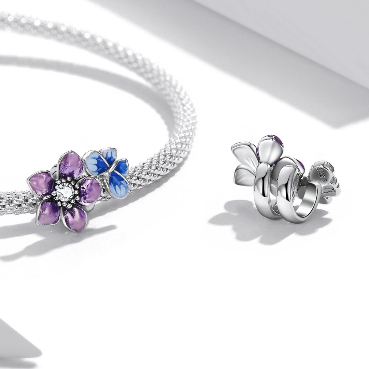 925 Sterling Silver Butterfly Flower Beads For Diy Bracelets & Necklaces