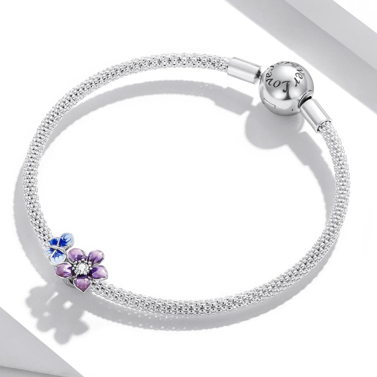 925 Sterling Silver Butterfly Flower Beads For Diy Bracelets & Necklaces