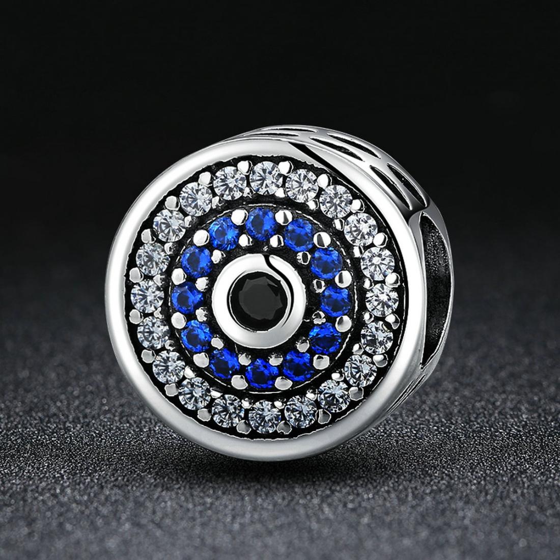 925 Sterling Silver Blue Eye Inlaid Bead Bracelet