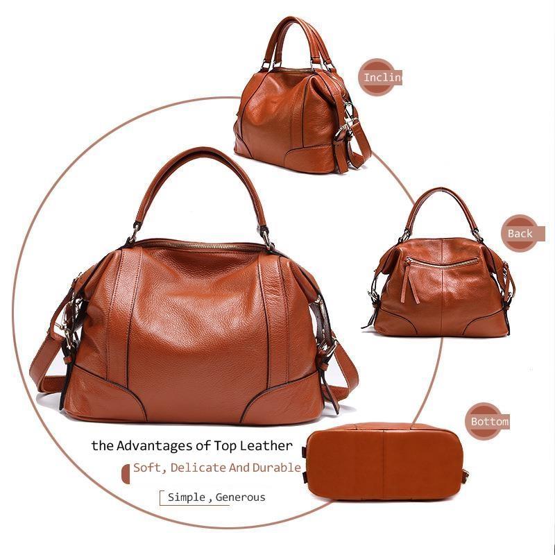 Lake Blue Leather Single Shoulder Messenger Bag For Women L