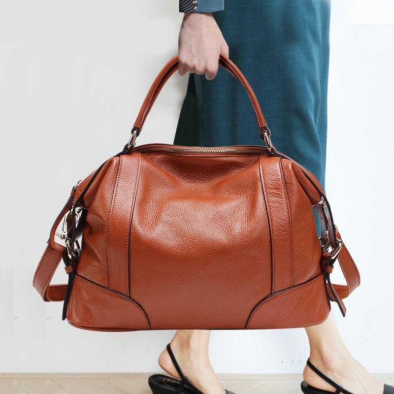Lake Blue Leather Single Shoulder Messenger Bag For Women L