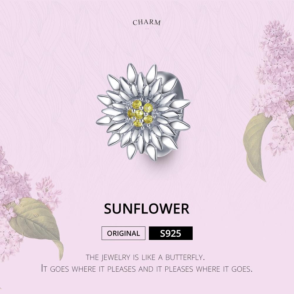 925 Sterling Silver Sunflower Bead Bracelet & Necklace Set