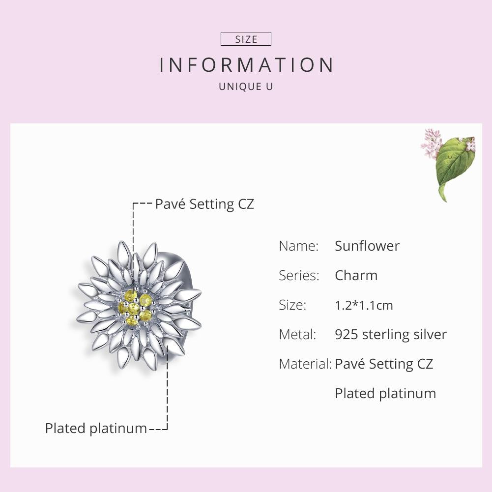 925 Sterling Silver Sunflower Bead Bracelet & Necklace Set