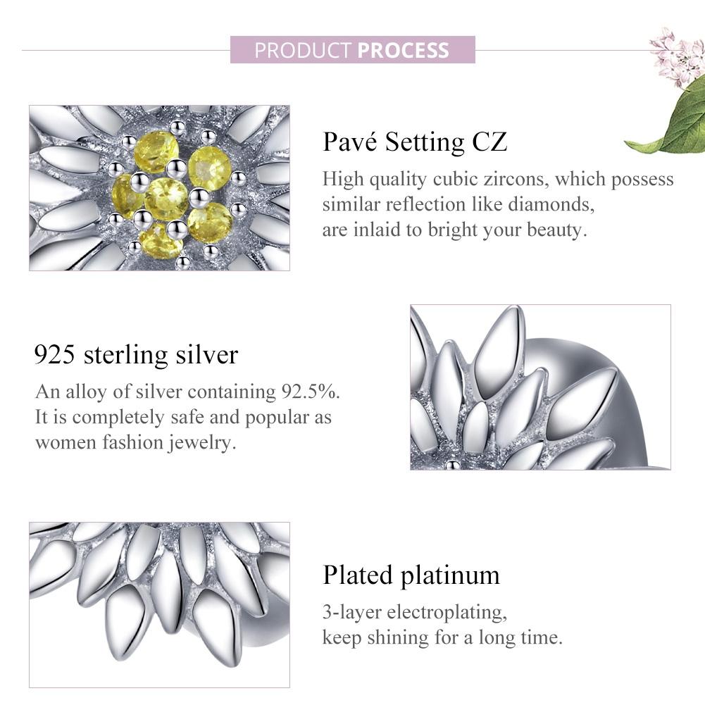 925 Sterling Silver Sunflower Bead Bracelet & Necklace Set