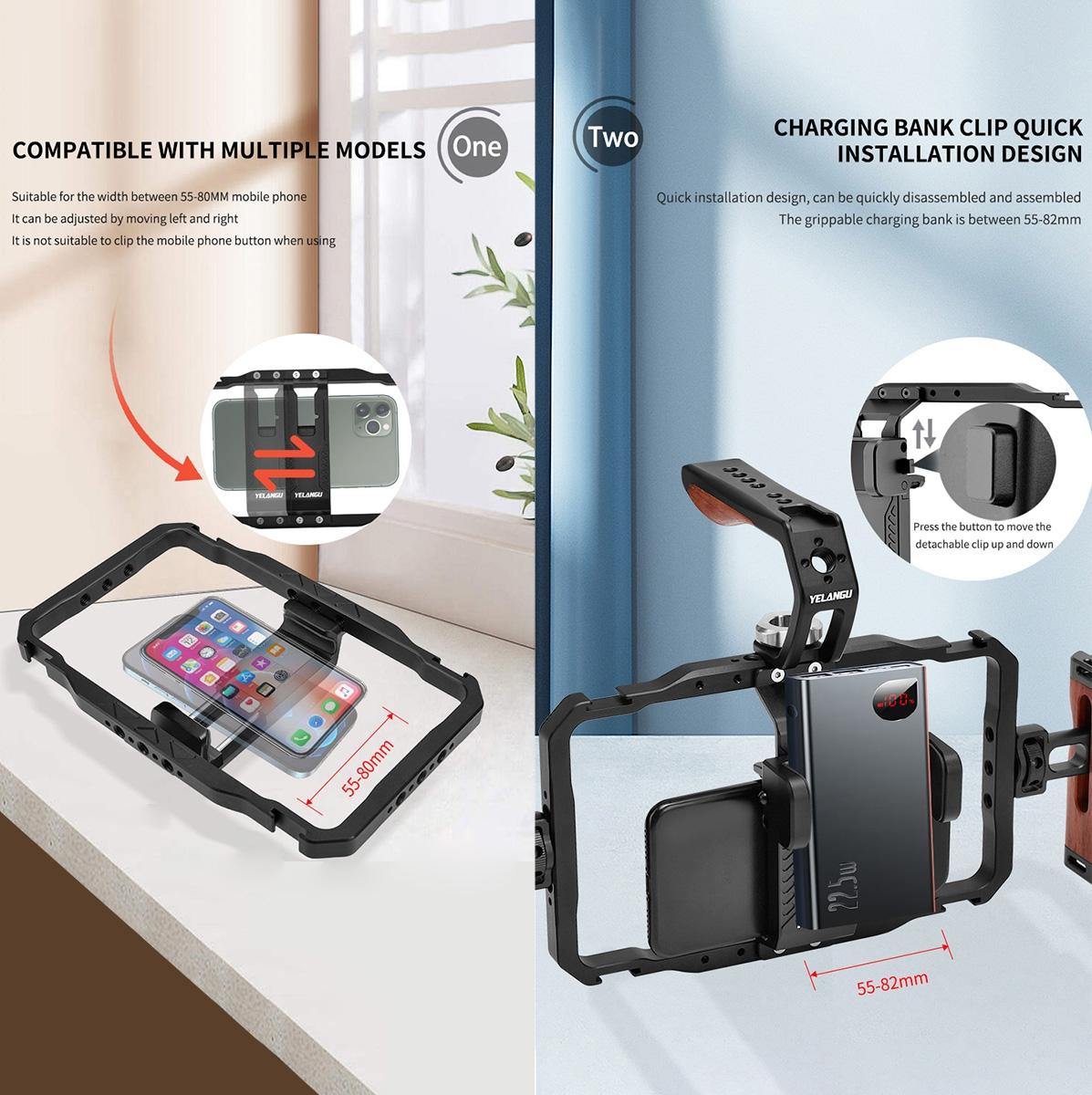 Smartphone Video Rig With Stabilizer Handles For Vlogging And Live Broadcast