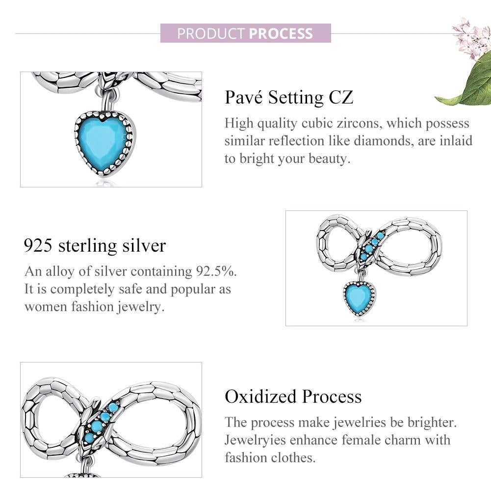 925 Sterling Silver Snake Love Beads For Diy Bracelets & Necklaces