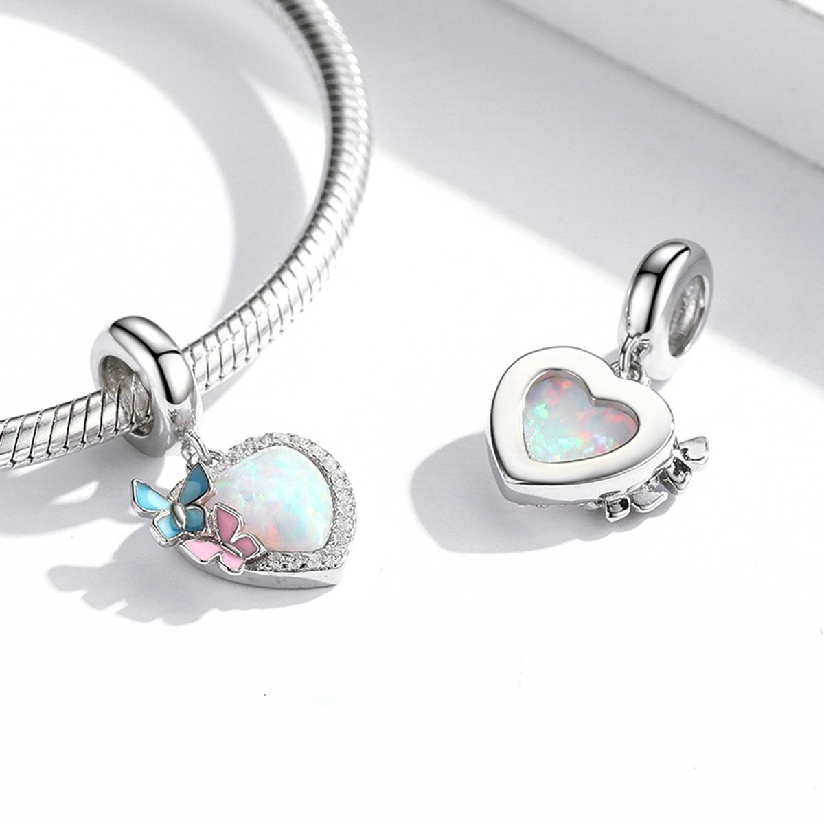 925 Sterling Silver Colorful Opal Butterfly Pendant For Diy Bracelets & Necklaces