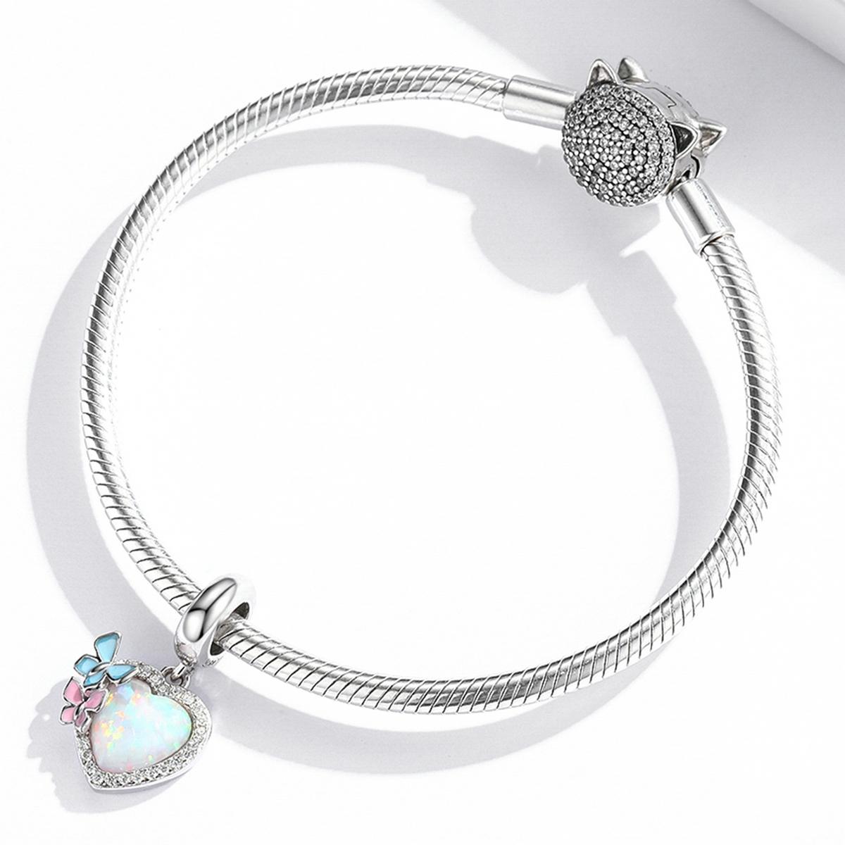 925 Sterling Silver Colorful Opal Butterfly Pendant For Diy Bracelets & Necklaces