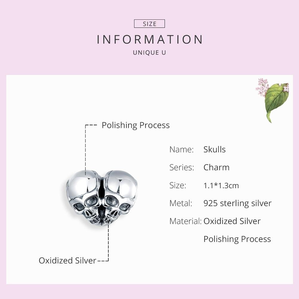 925 Sterling Silver Skull Beads For Diy Bracelets & Necklaces