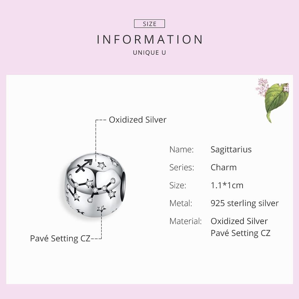 925 Sterling Silver Zodiac Beaded Bracelet Style - Sagittarius