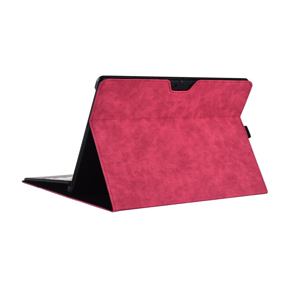 Leather Tablet Case For Microsoft Surface Pro X - Rose Red With Power Bag 13 Inch