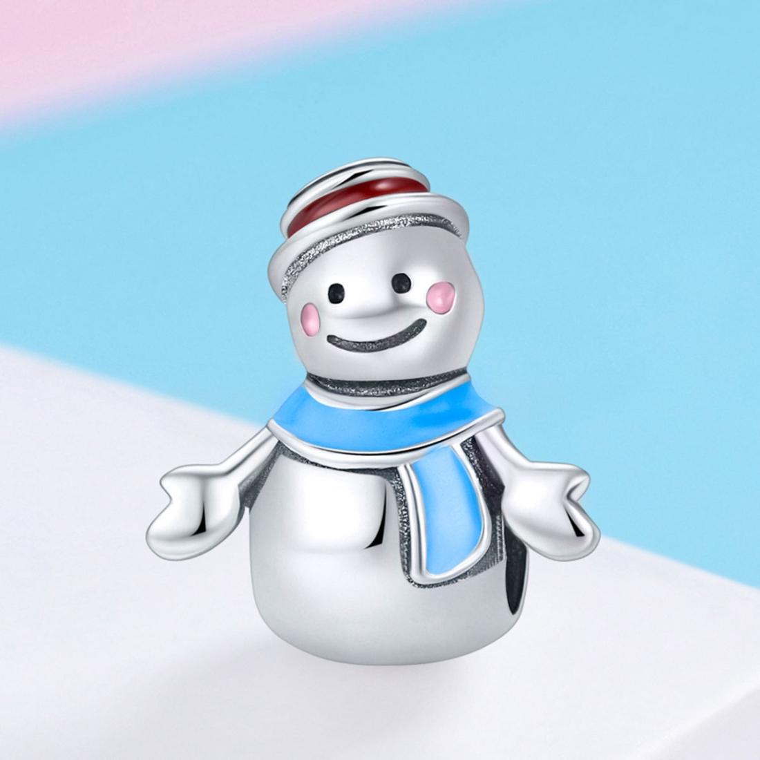 925 Sterling Silver Snowman Bead Pendant For Diy Bracelets & Necklaces