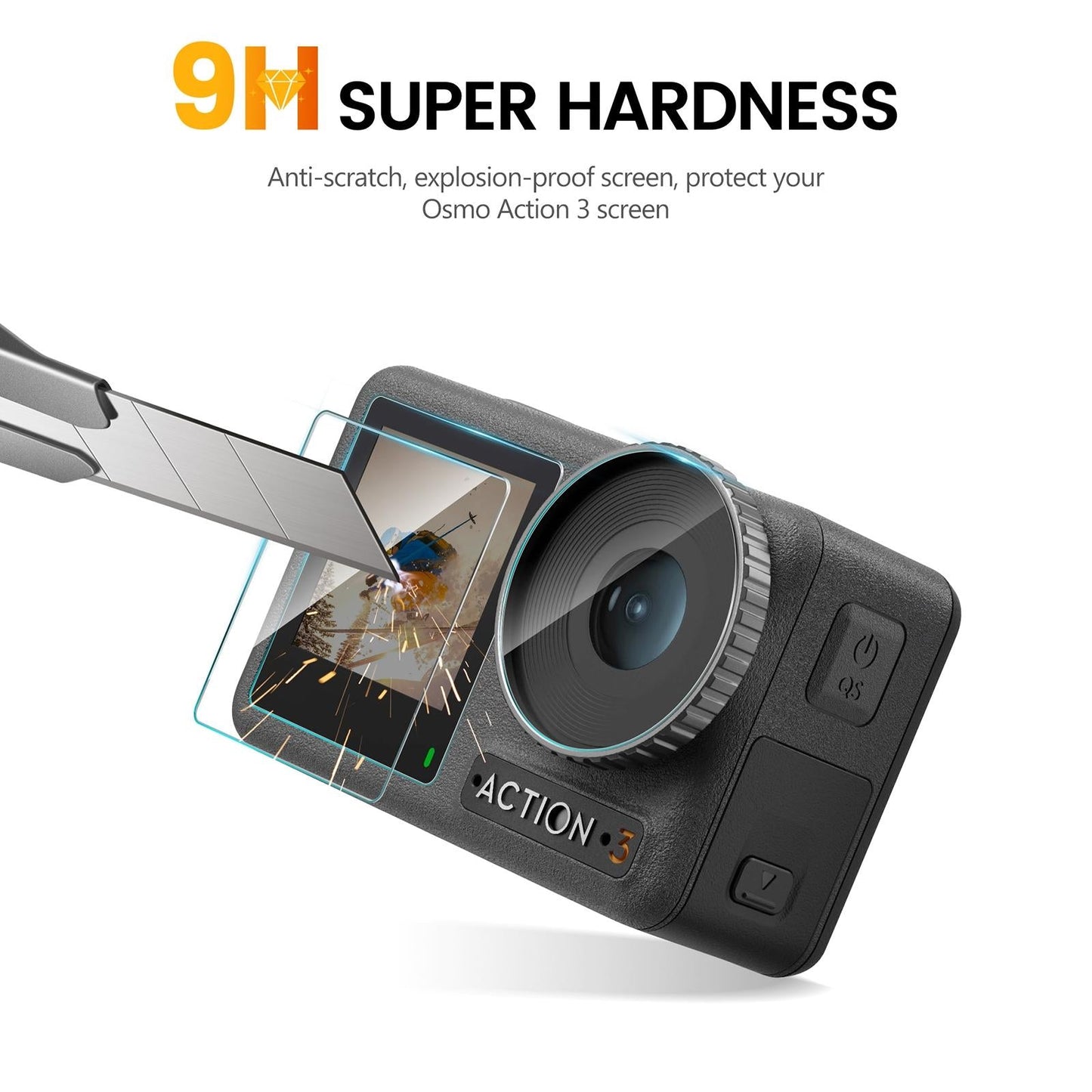 2-pack 3-in-1 Tempered Glass Screen Protectors for Front and Back Lenses
