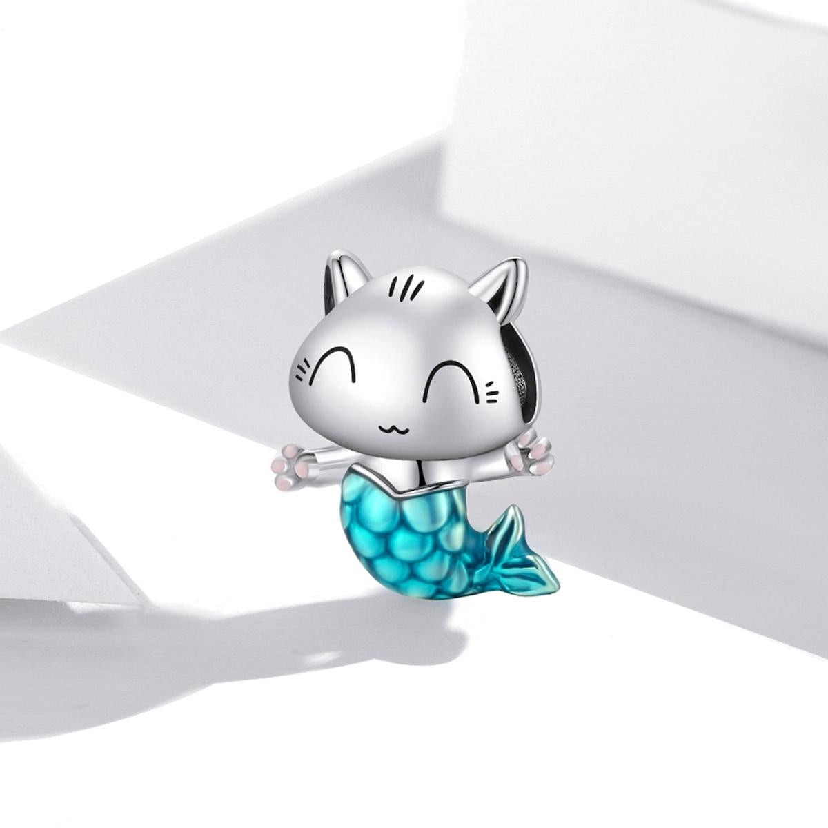925 Sterling Silver Cat Mermaid Beads For Diy Bracelets & Necklaces