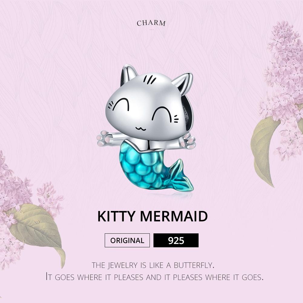 925 Sterling Silver Cat Mermaid Beads For Diy Bracelets & Necklaces